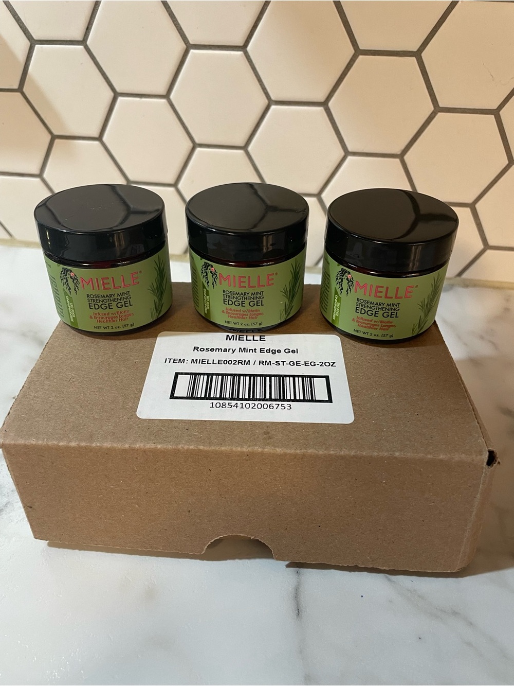 (3) Mielle Organics Rosemary Mint Hair Strengthening Edge Gel, 2oz each